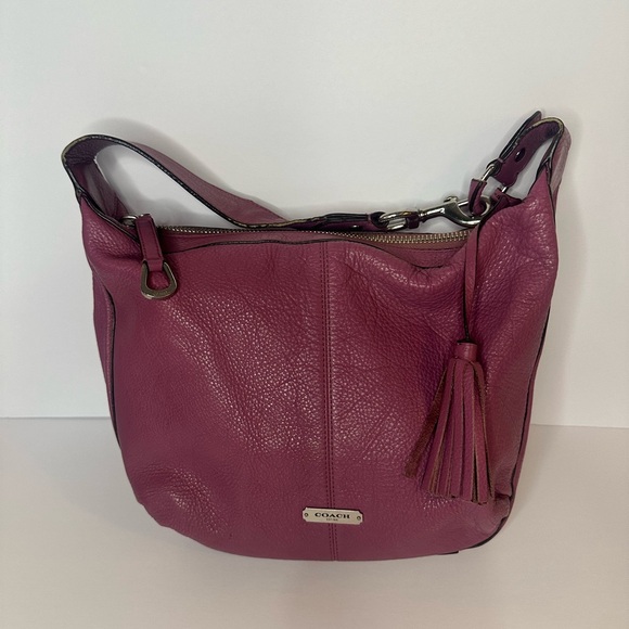 Coach Plum Purple Avery Pebbled Leather  Hobo Shoulder Bag - Picture 2 of 15